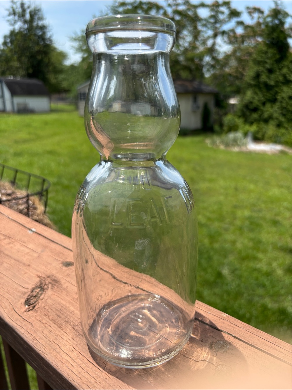 VTG Ohio Clover Leaf Dairy Cream Top glass milk bottle one quart farmhouse decor